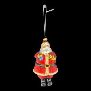 Blown Glass Santa Claus Starry Night Sack Presents Christmas Ornament 5" T